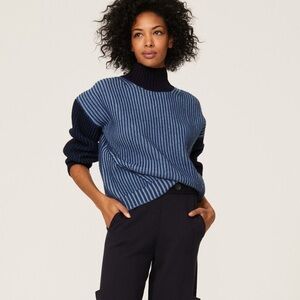 NAADAM Fisherman Colorblock Turtleneck Blue